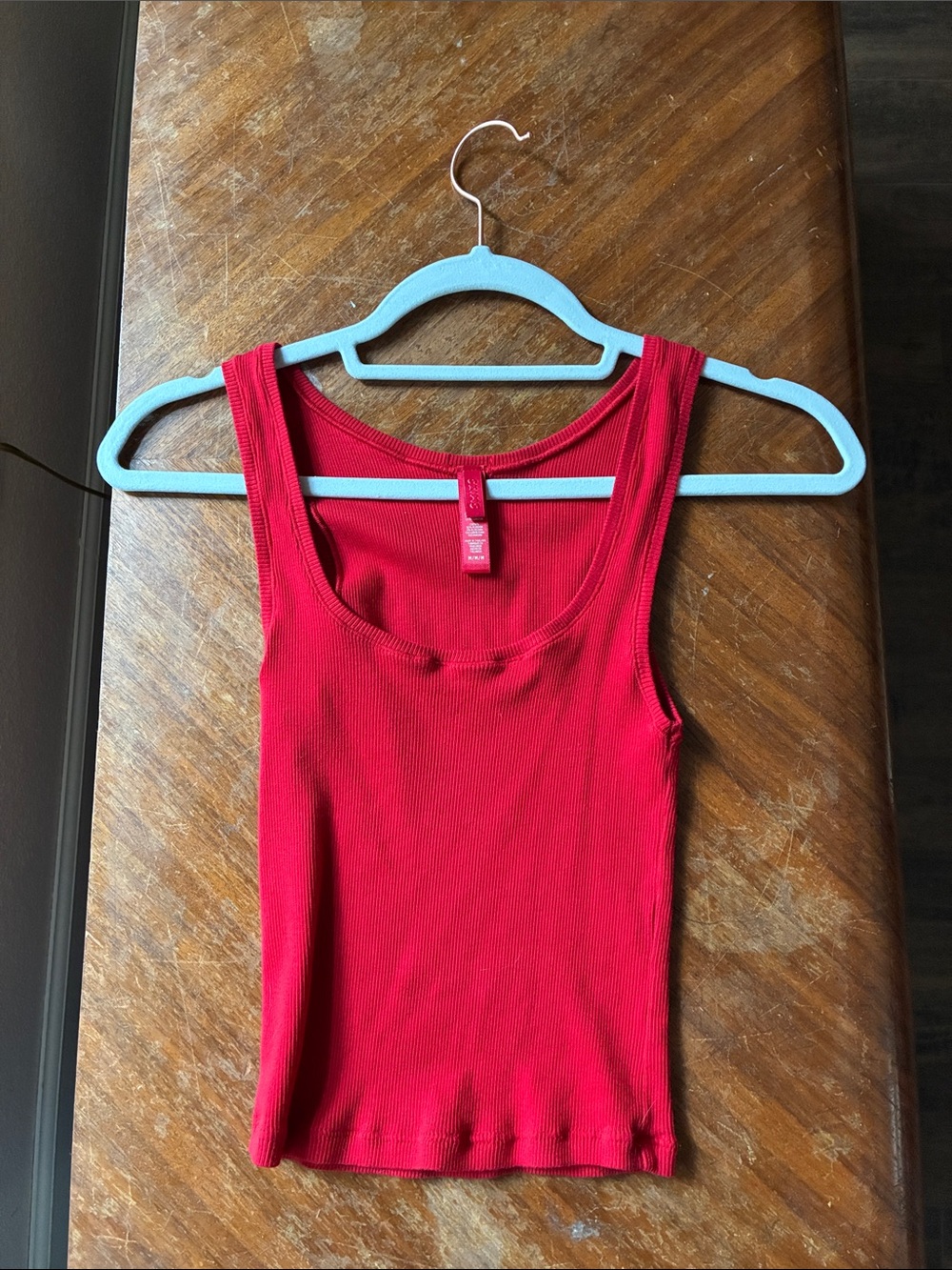 Skims Red Ribbed Tank Top - Women Cranberry M